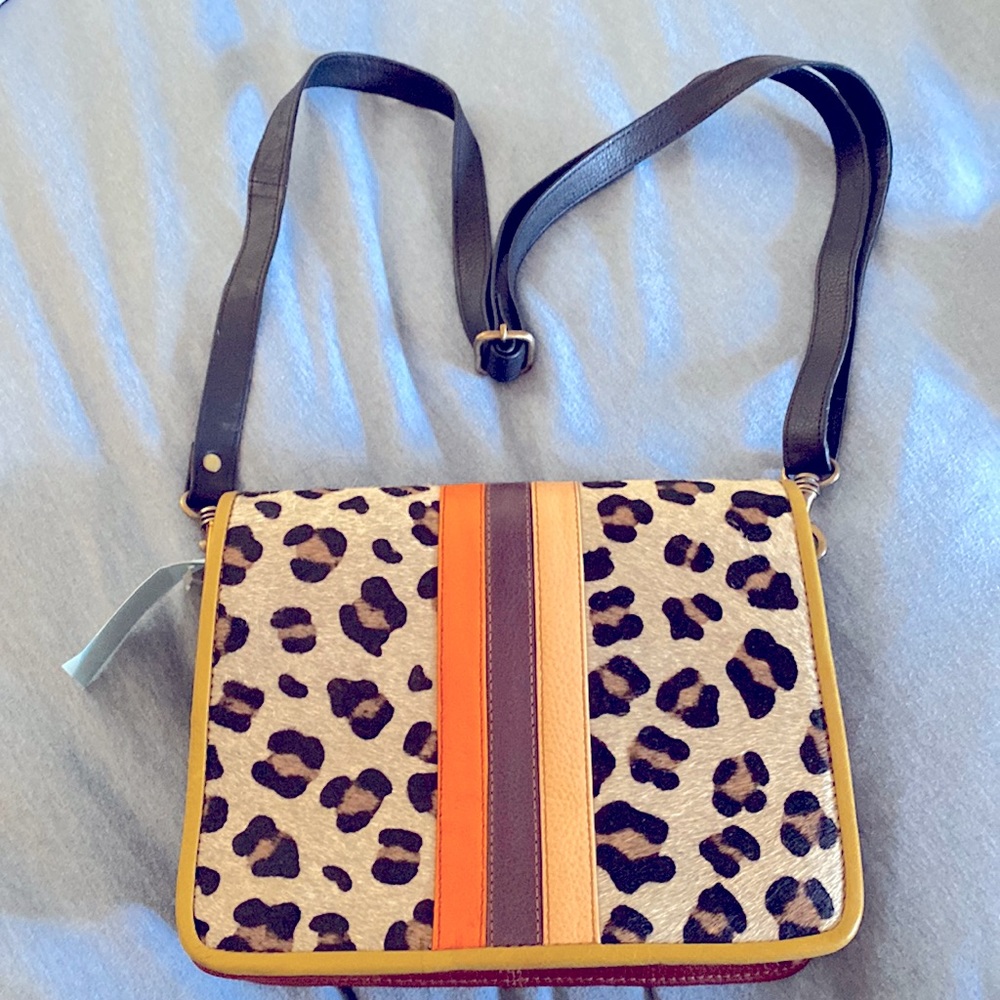 Genuine leather crossbody leopard bag